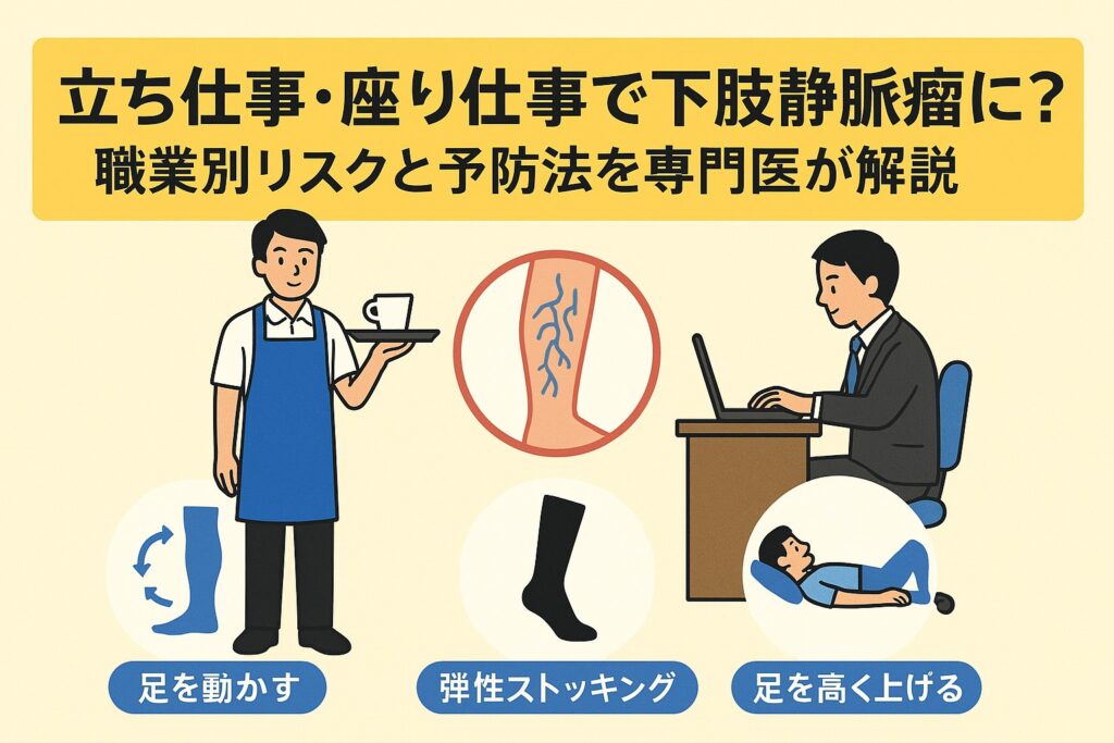 立ち仕事・座り仕事で下肢静脈瘤に？職業別リスクと予防法を専門医が解説