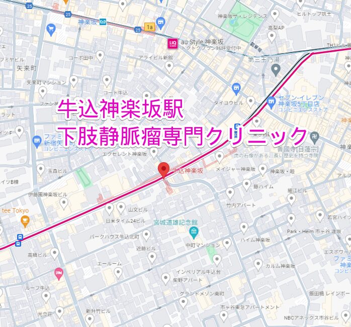 牛込神楽坂駅周辺の下肢静脈瘤専門クリニック