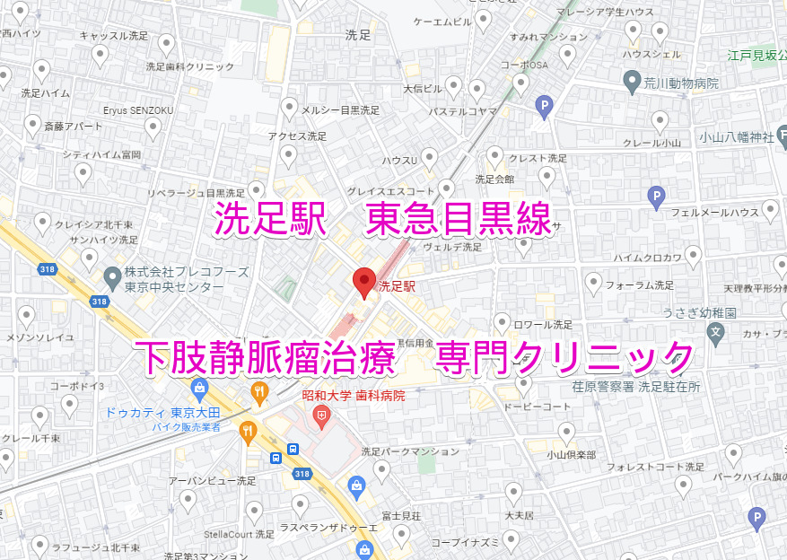 洗足駅 東急目黒線 下肢静脈瘤治療専門クリニック