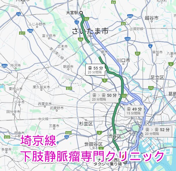 埼京線沿線から行く下肢静脈瘤専門クリニック