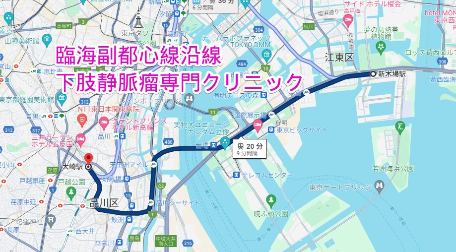 臨海副都心線沿線から行く下肢静脈瘤専門クリニック