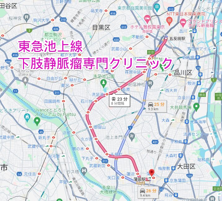 東急池上線沿線の下肢静脈瘤専門クリニック