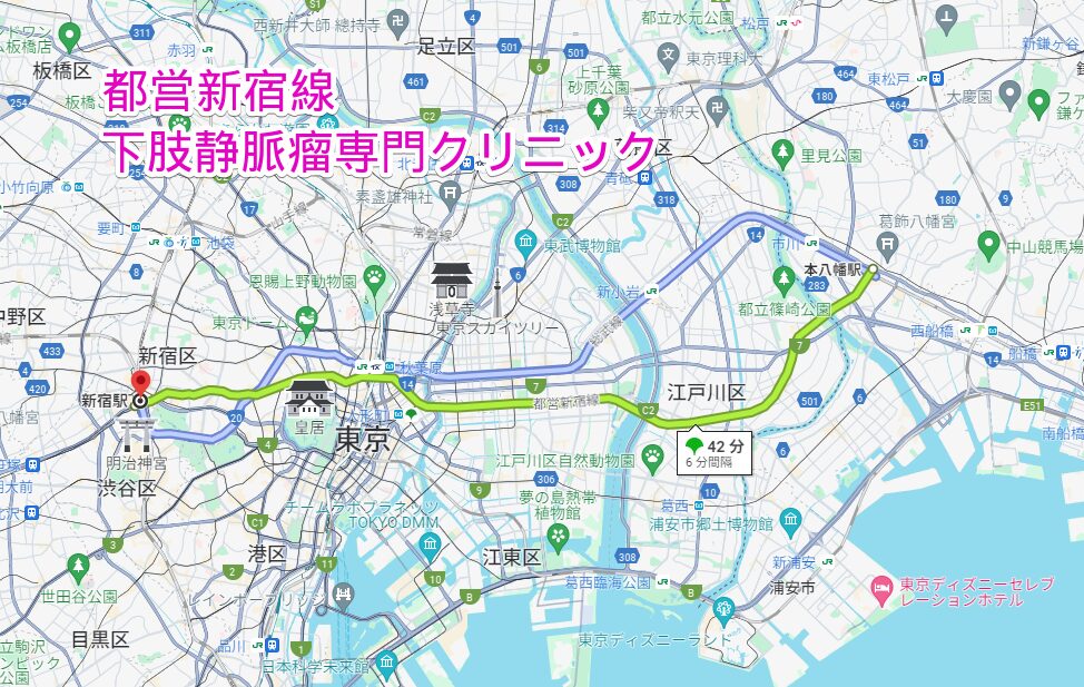 都営新宿線沿線から行く下肢静脈瘤専門クリニック