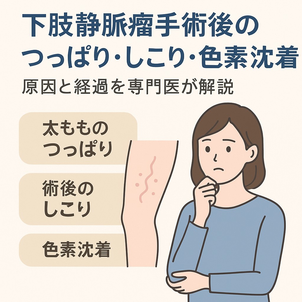 下肢静脈瘤手術後のつっぱり・しこり・色素沈着|原因と経過を専門医が解説